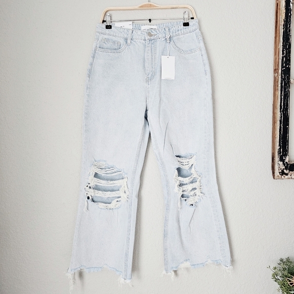 Vervet High Rise 90's Vintage Flare Jeans Cropped Cotton Retro Leslie 29 NEW - Picture 4 of 12